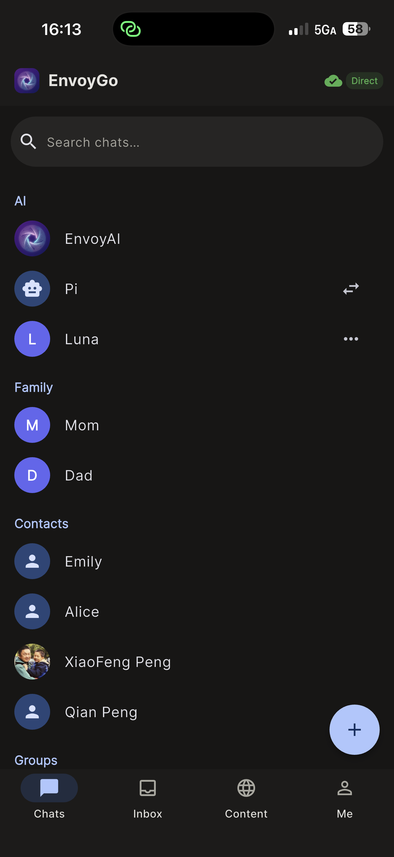 EnvoyGo chat list